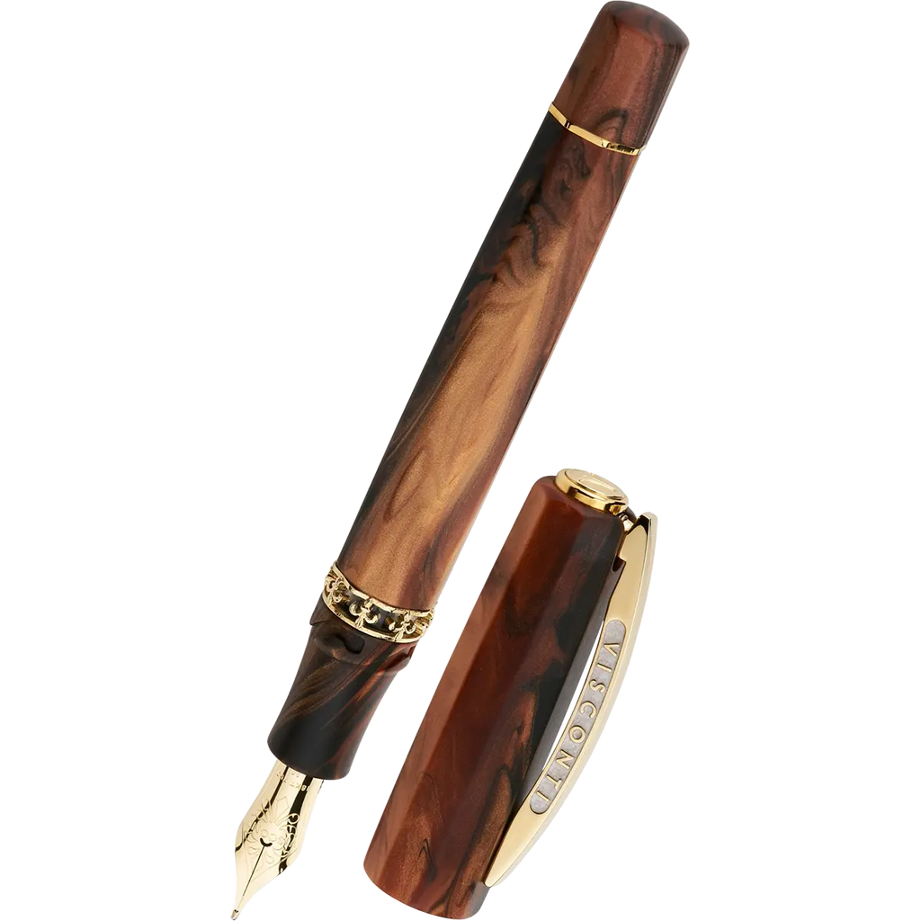 Visconti Medici Fountain Pen - Briarwood - Yellow Gold Trim - Oversize Visconti Pens