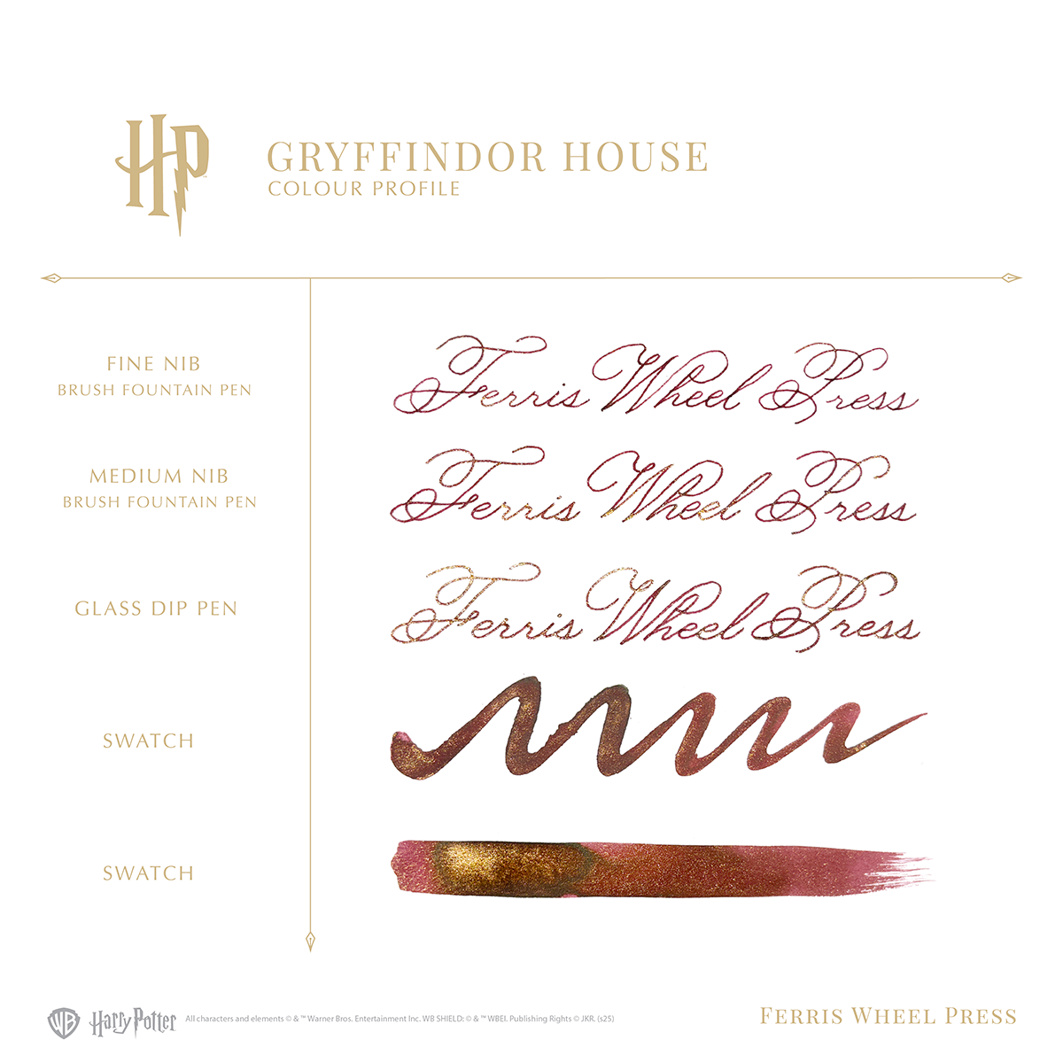 WB x Ferris Wheel Press Ink Bottle - Harry Potter Gryffindor House 2538 - 38ml-Pen Boutique Ltd