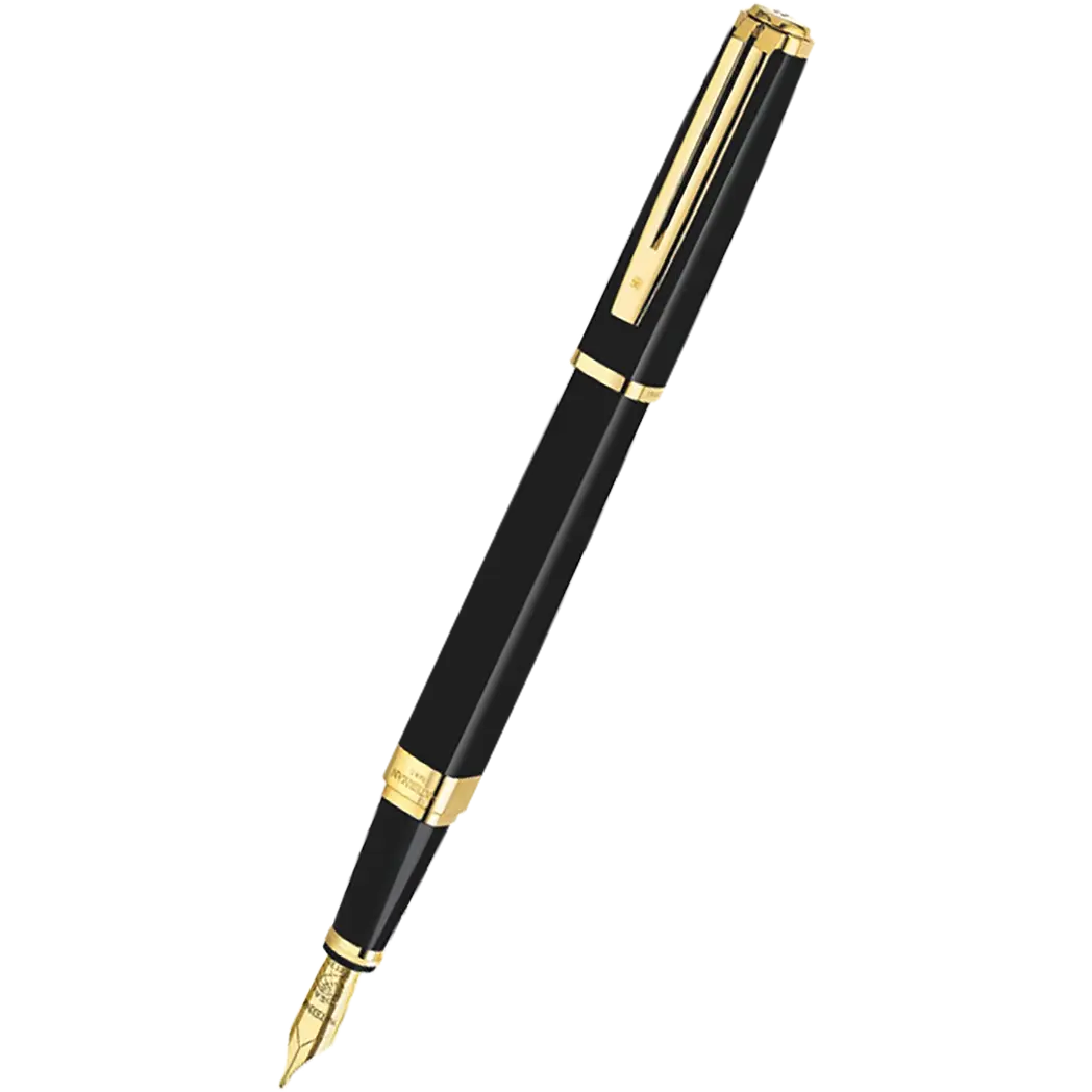 Waterman Exception Slim Fountain Pen - Black - Gold Trim-Pen Boutique Ltd