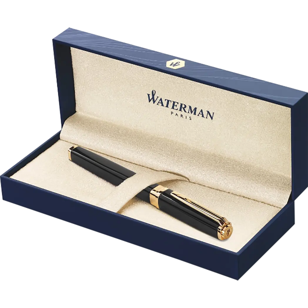 Waterman Exception Slim Fountain Pen - Black - Gold Trim-Pen Boutique Ltd