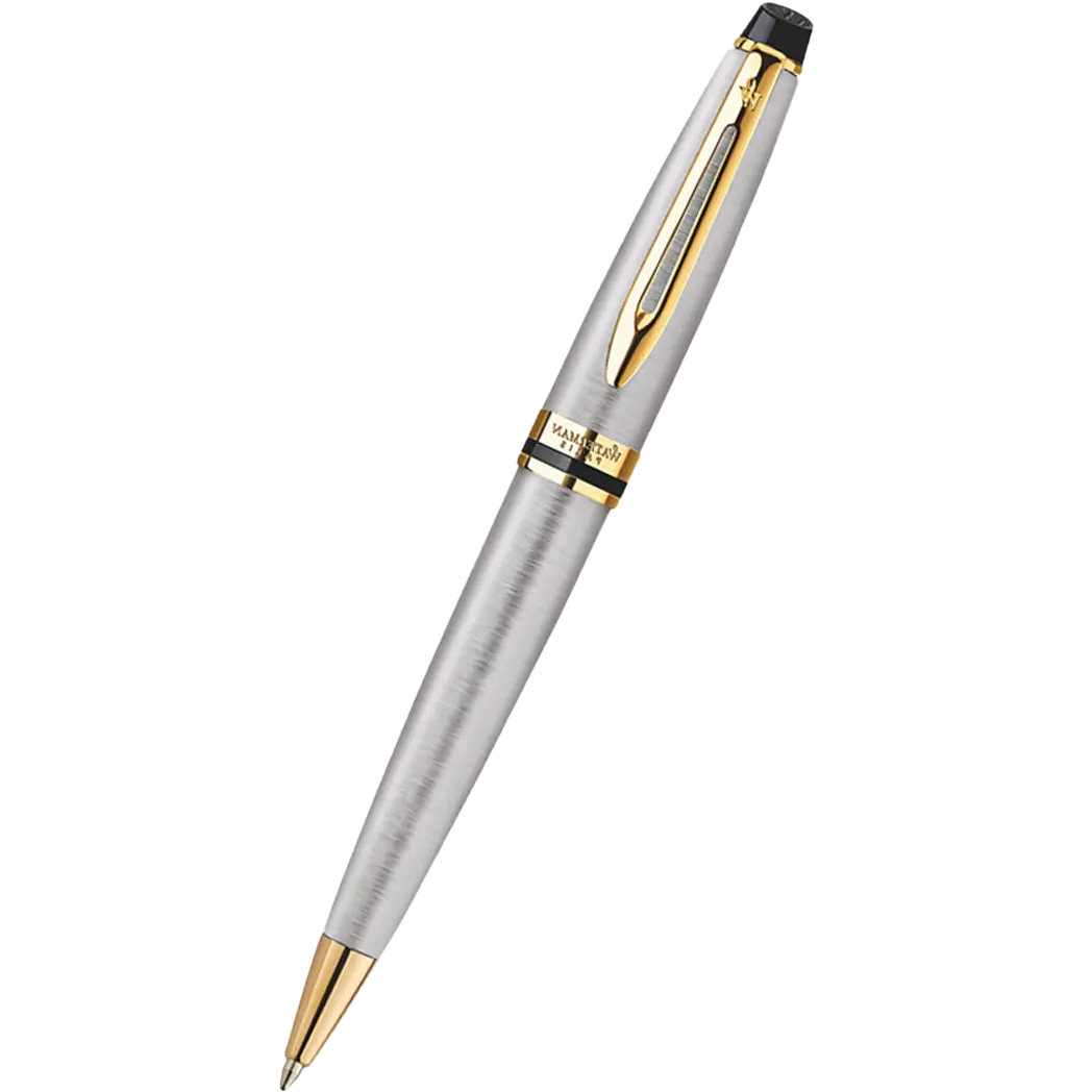 Waterman Expert Stainless Steel Gold Trim Ballpoint Pen-Pen Boutique Ltd