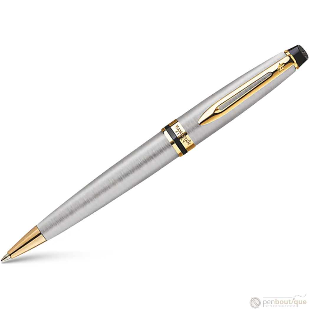 Waterman Expert Stainless Steel Gold Trim Ballpoint Pen-Pen Boutique Ltd