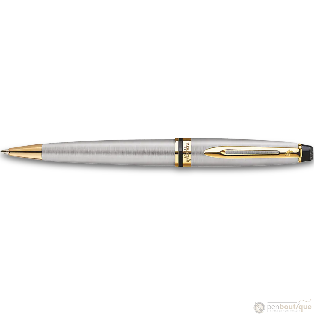 Waterman Expert Stainless Steel Gold Trim Ballpoint Pen-Pen Boutique Ltd