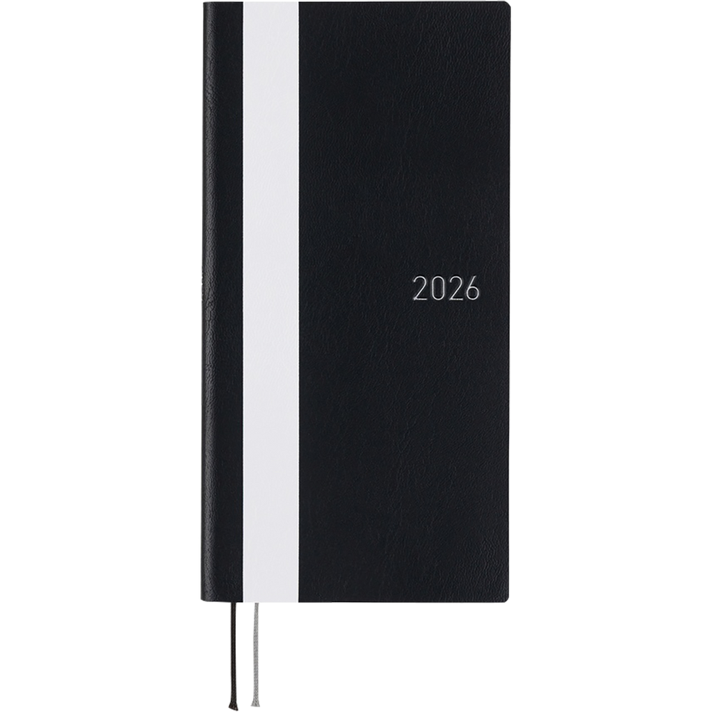 Hobonichi Soft Cover English Book - White Line: Black - Tall & Slim (Weeks - January Start)-Pen Boutique Ltd