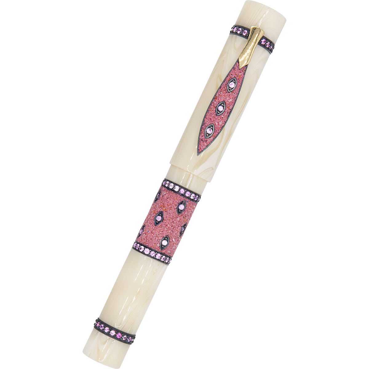 Zeki Karaca Jewellery Harman Fountain Pen - White - Red Sapphire Gem (Limited Edition)