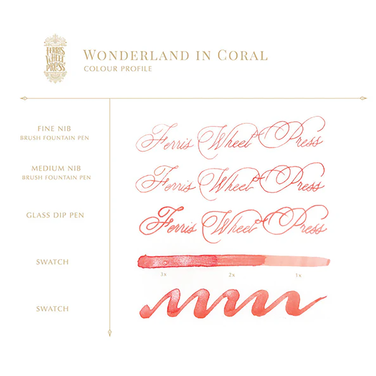 Ferris Wheel Press Ink Bottle - Wonderland In Coral - 38ml-Pen Boutique Ltd