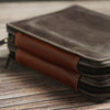 Yak Leather 26 Double Sided Zipped Pen Holder - Nimbus/Tan-Pen Boutique Ltd