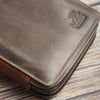 Yak Leather 26 Double Sided Zipped Pen Holder - Nimbus/Tan-Pen Boutique Ltd