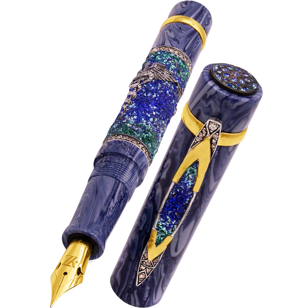 Zeki Karaca Jewellery Harman Fountain Pen - Blue - Gold Trim - Pen Boutique Ltd