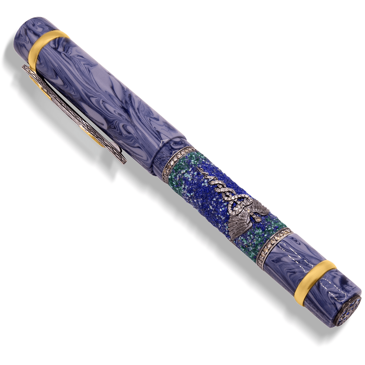 Zeki Karaca Jewellery Harman Fountain Pen - Blue - Gold Trim - Pen Boutique Ltd