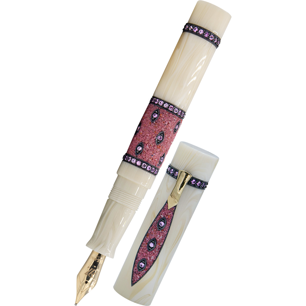 Zeki Karaca Jewellery Harman Fountain Pen - White - Red Sapphire Gem (Limited Edition)