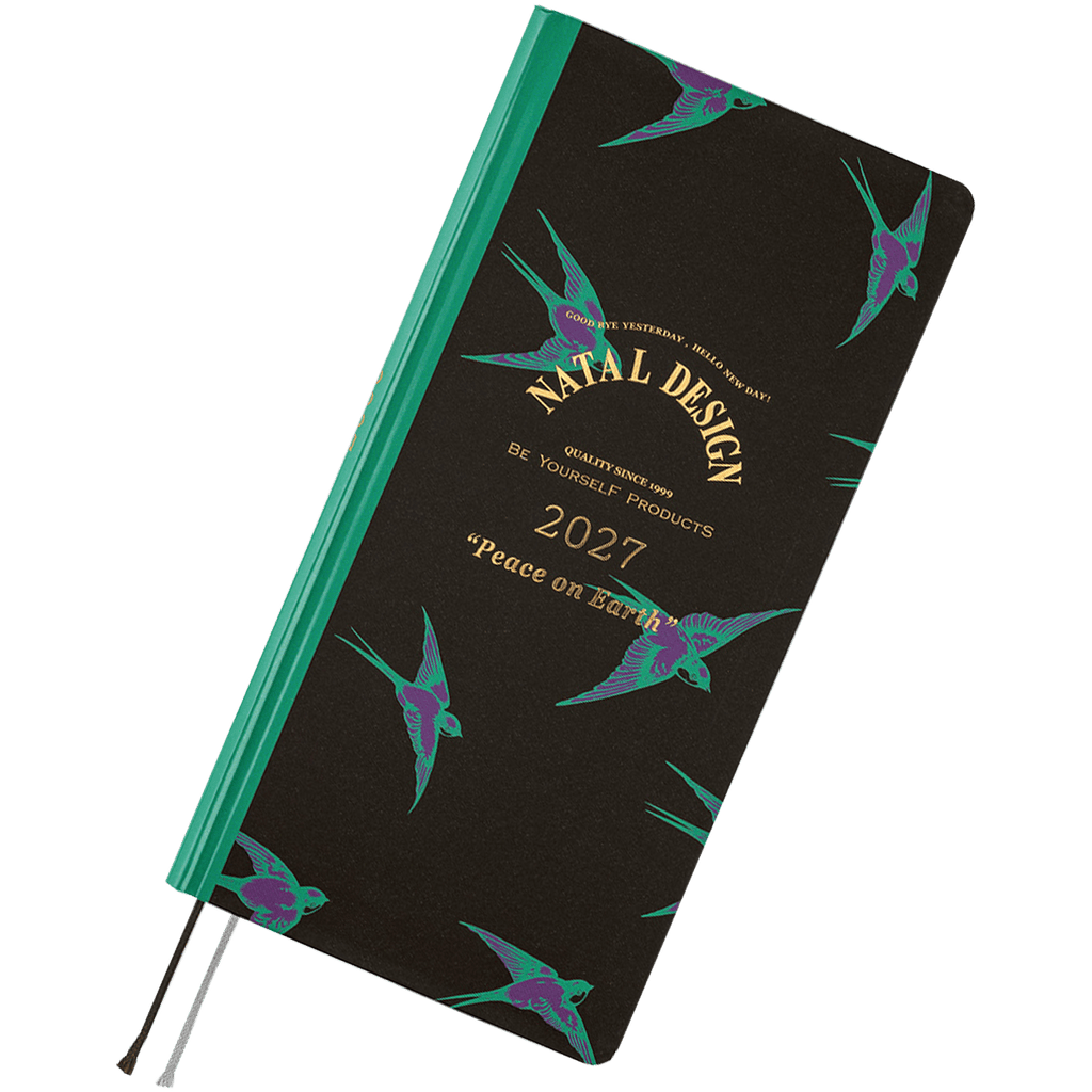 Hobonichi Light Hardcover English Book - Natal Design: Lucky Swallow - Tall & Slim (Weeks - Jan Start) - Pen Boutique Ltd