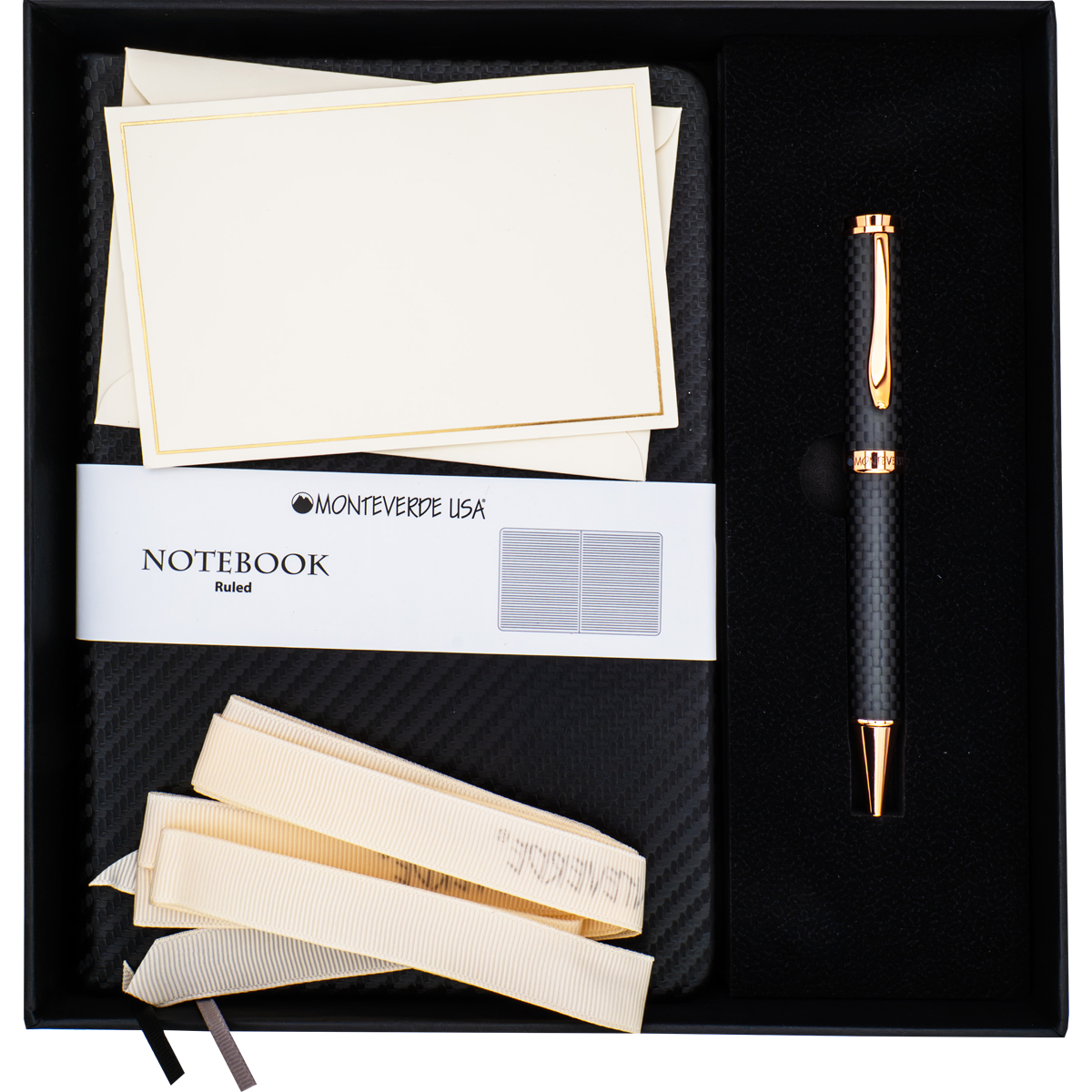 Monteverde Innova Ballpoint Pen Notebook Set - Carbon Fiber - Rosegold