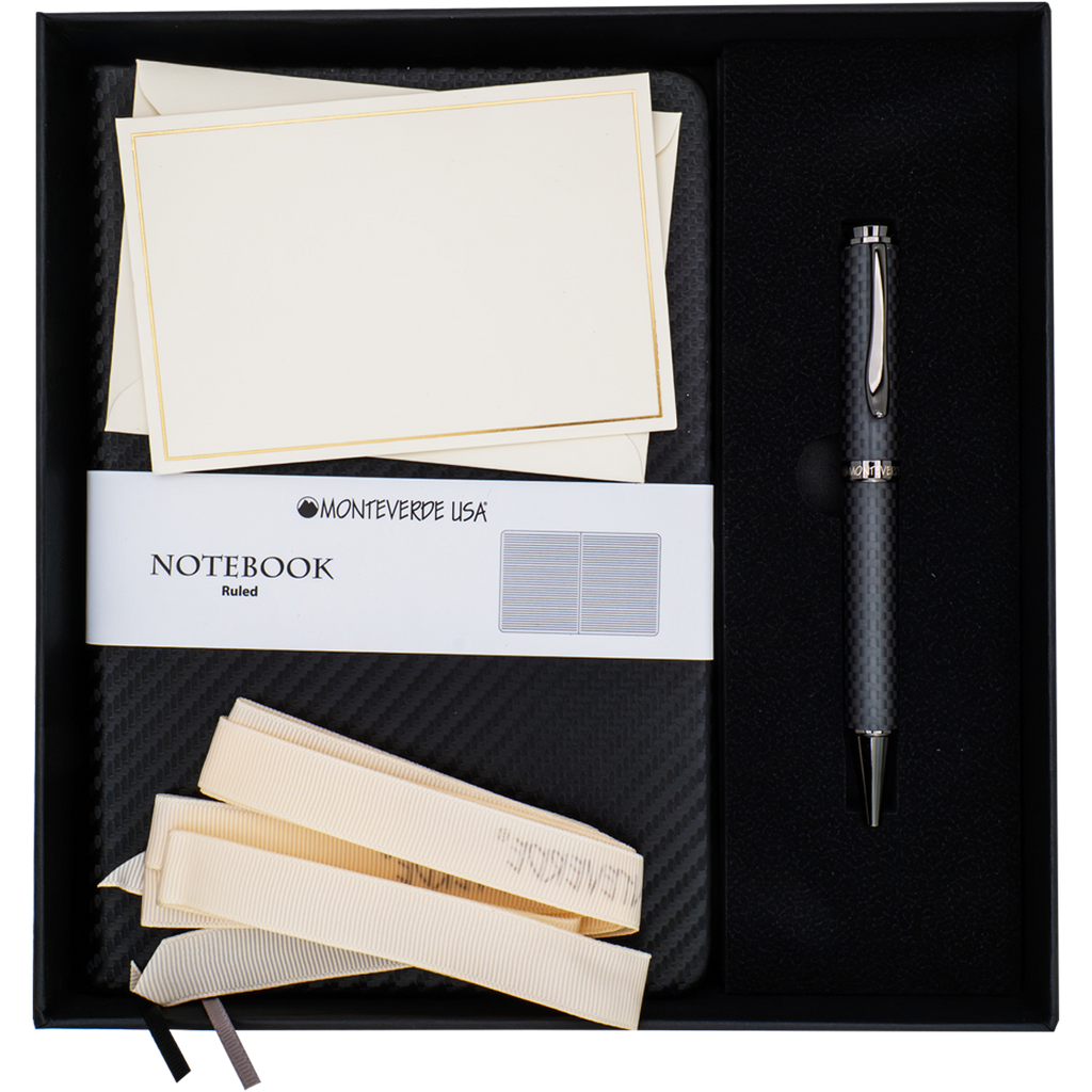 Monteverde Innova Ballpoint Pen Notebook Set - Carbon Fiber - Gunmetal