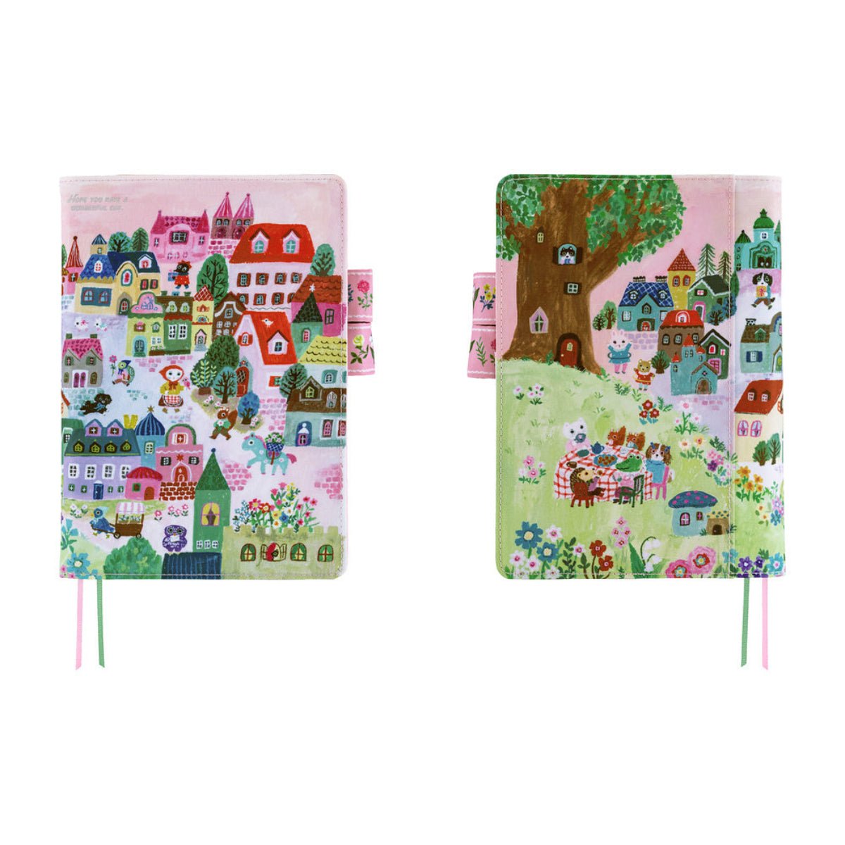 Hobonichi 2027 Cousin Cover - Yumi Kitagishi: White Cat Village - A5 - Pen Boutique Ltd