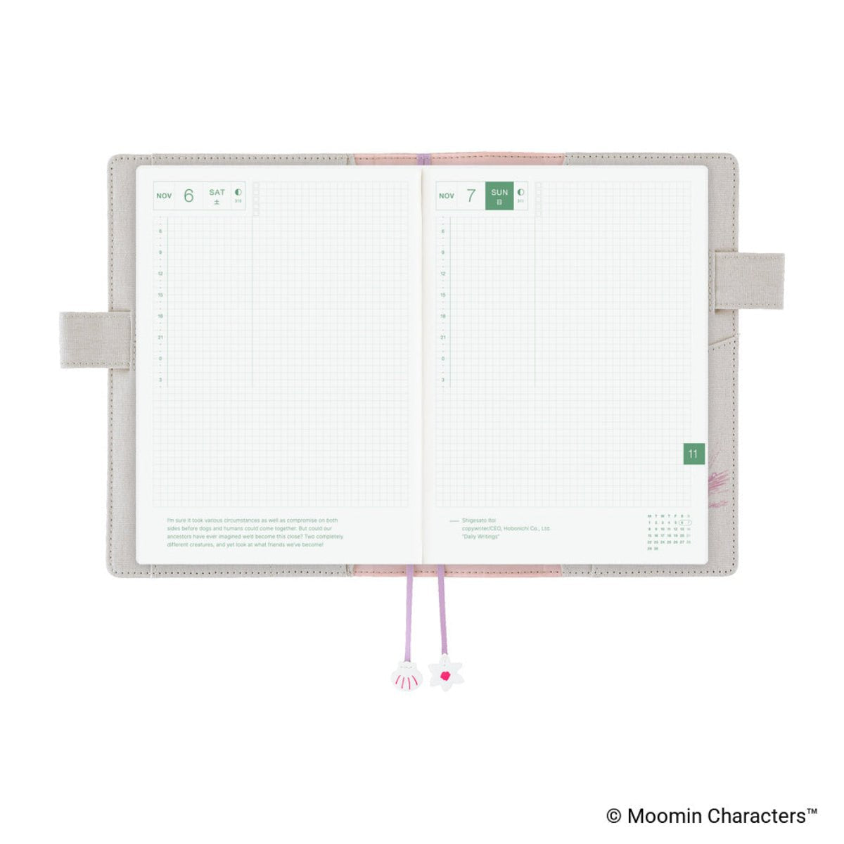 Hobonichi 2027 Cousin Cover - Moomin: My Yard (Pink Gray) - A5 - Pen Boutique Ltd