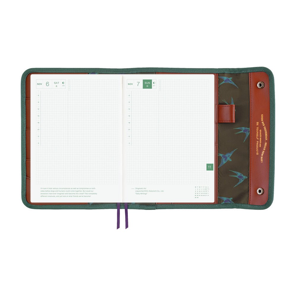 Hobonichi 2027 Cousin Cover - Natal Design: Hello New Day! (Retro Stripe) - A5 - Pen Boutique Ltd