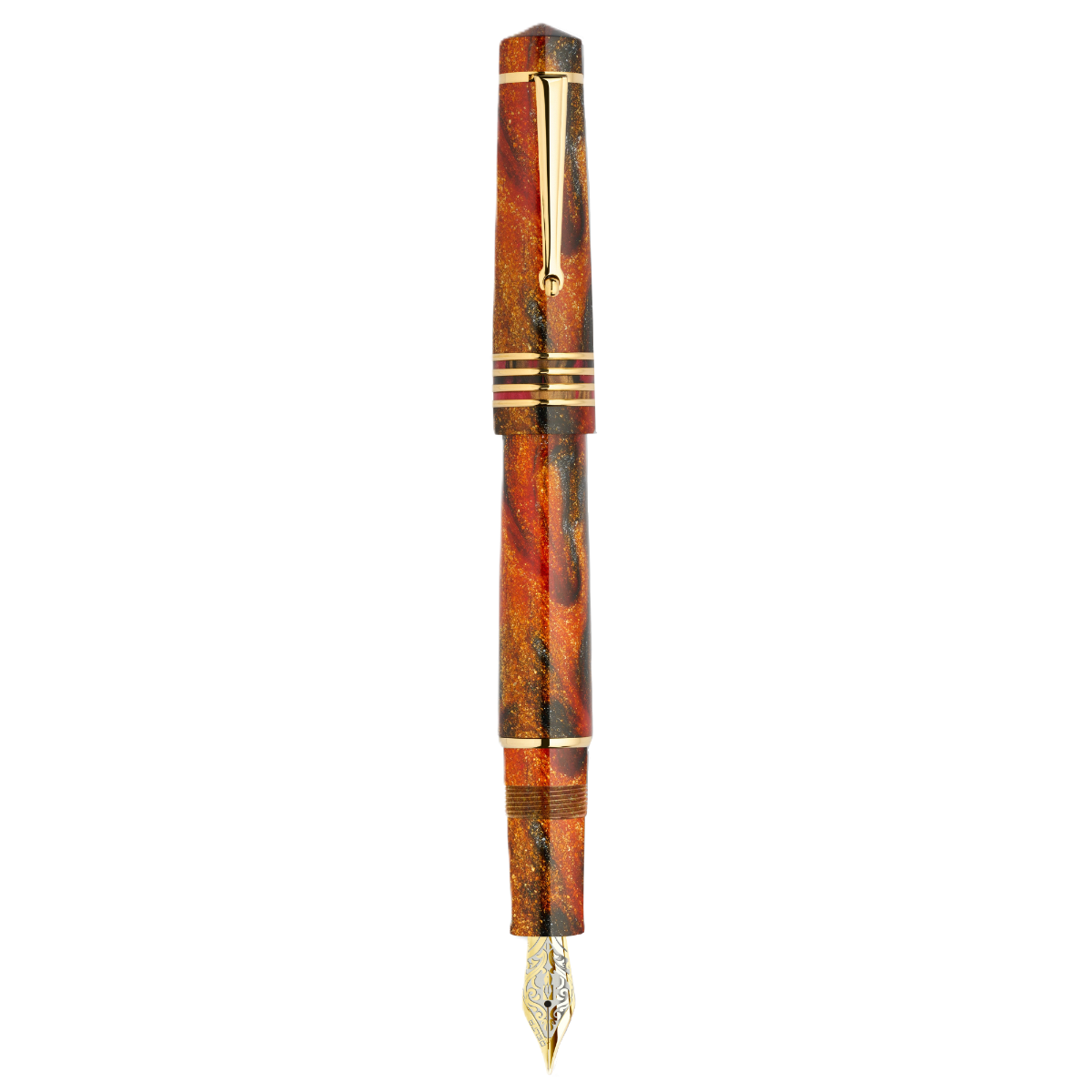 Delta DV Original Fountain Pen - Gold-Plated Stainless Steel Nib - Glow Up Oro (Mid Size)