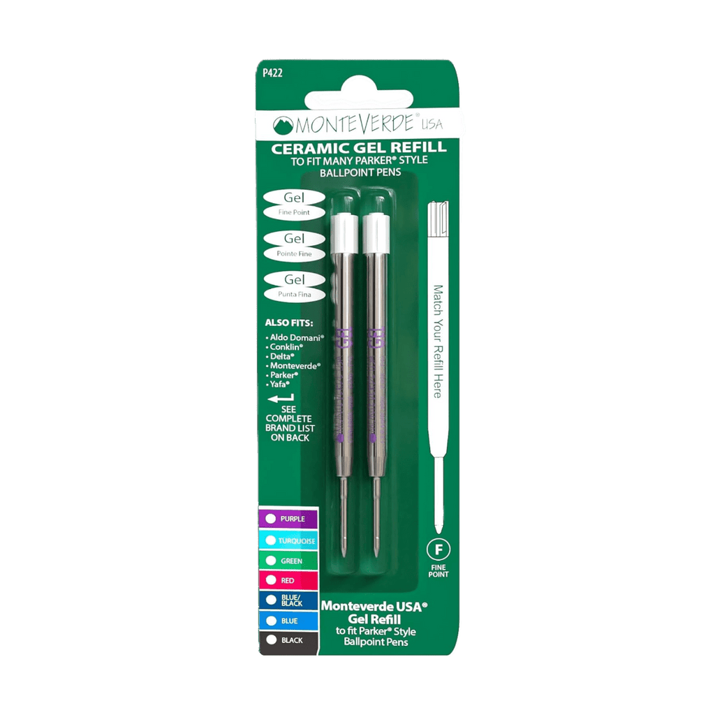 Monteverde Purple Capless Ceramic 2 Pack Gel Refill To Fit Parker BP Pens - Pen Boutique Ltd