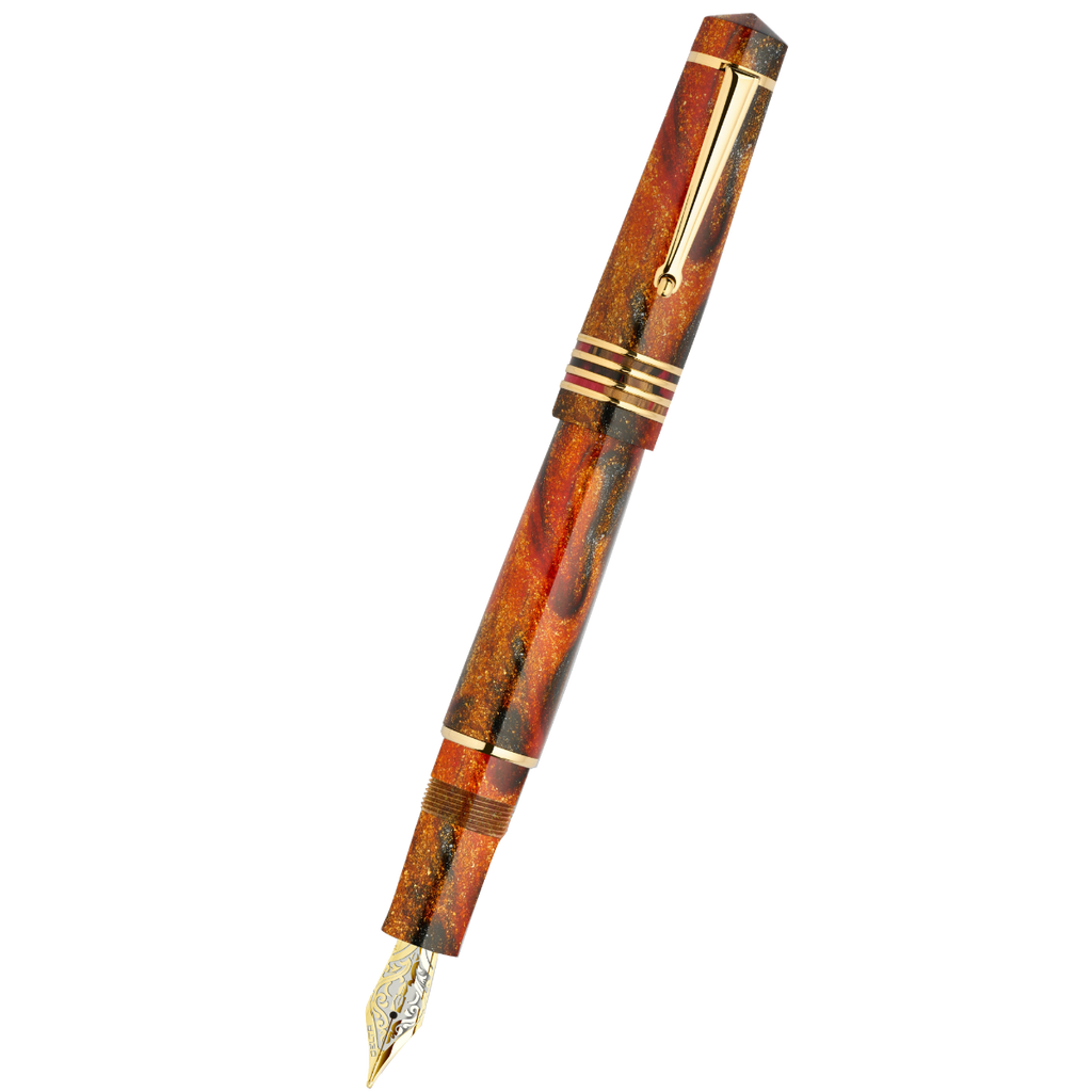Delta DV Original Fountain Pen - Gold-Plated Stainless Steel Nib - Glow Up Oro (Mid Size)