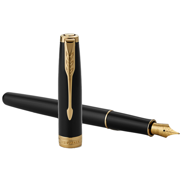 Parker Sonnet Black Lacquer with Gold Trim Fountain Pen