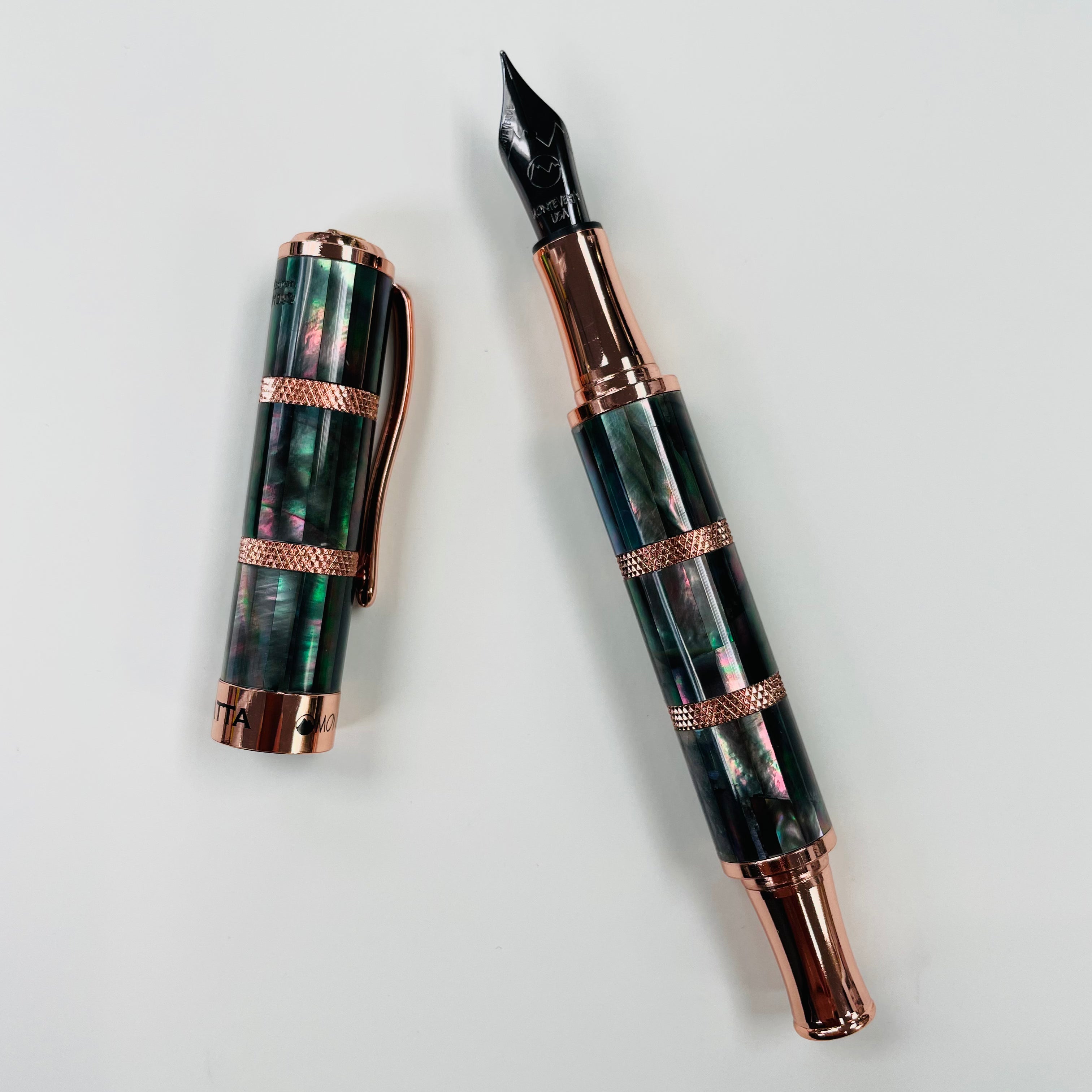 Monteverde Regatta Fountain Pen - Limited Edition - Black Mother of Pearl - Rose Gold Trim-Pen Boutique Ltd