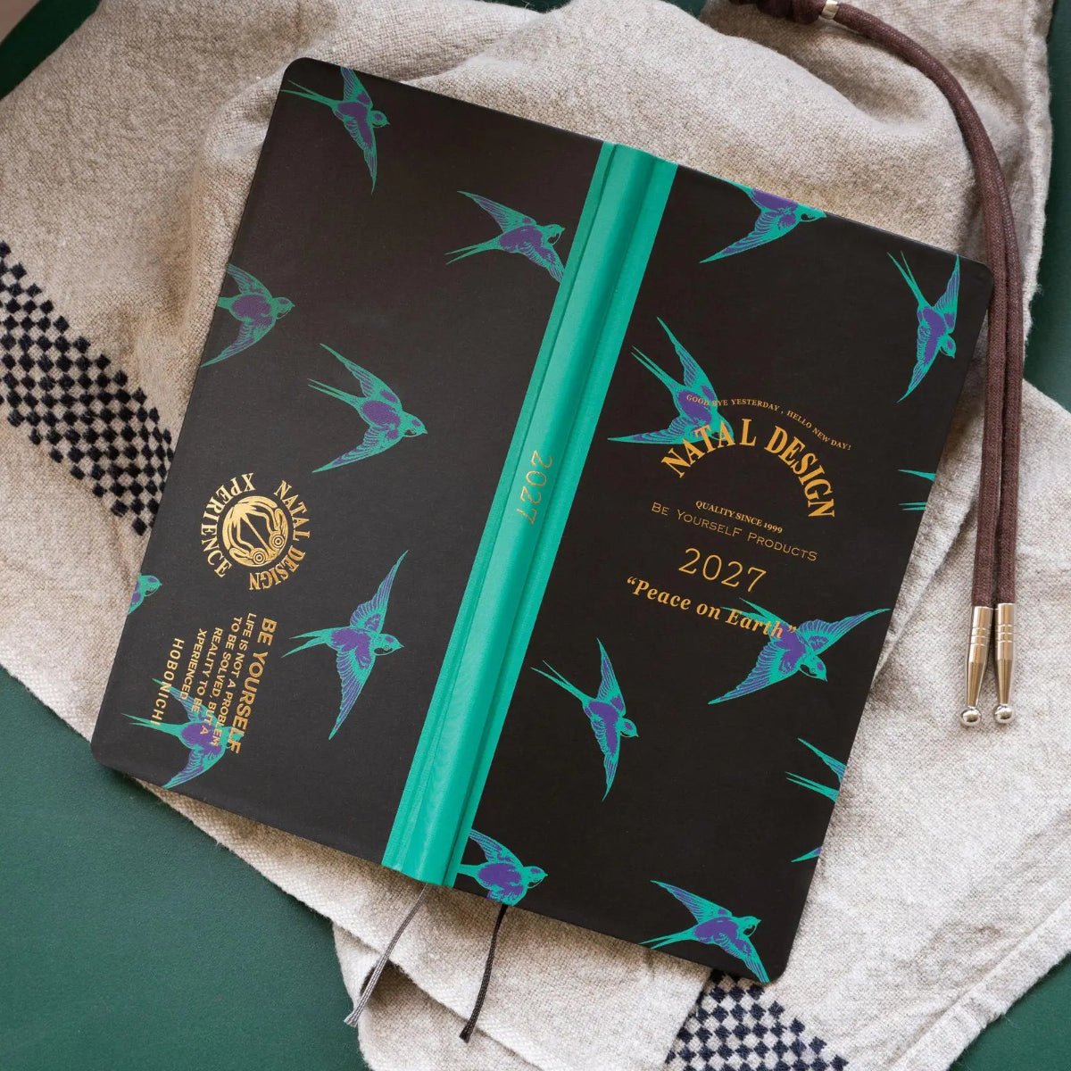 Hobonichi Light Hardcover English Book - Natal Design: Lucky Swallow - Tall & Slim (Weeks - Jan Start) - Pen Boutique Ltd