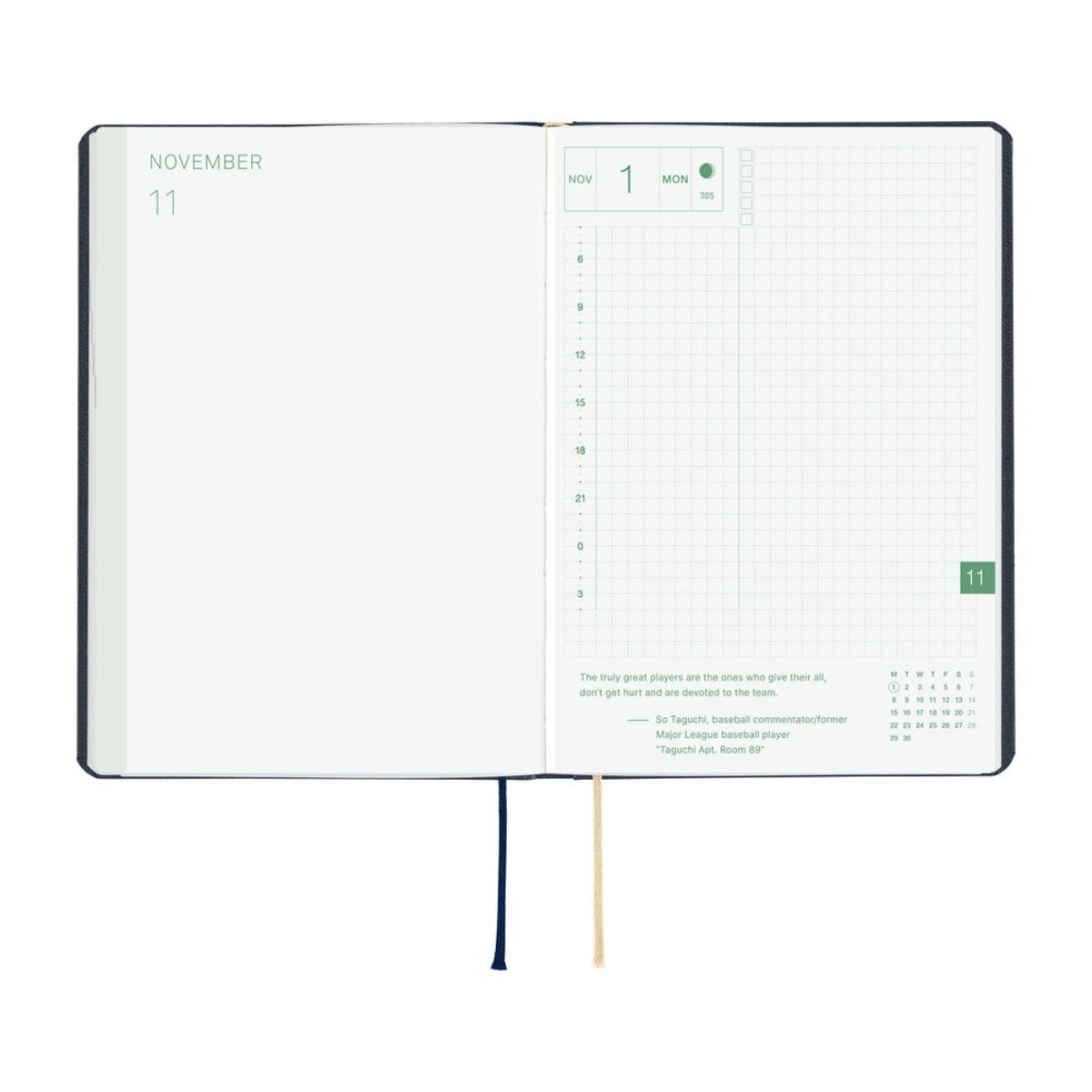 Hobonichi 2027 Light Hard Cover English Book - Slash (Navy) & HON Stamped - A6 (January Start) - Pen Boutique Ltd