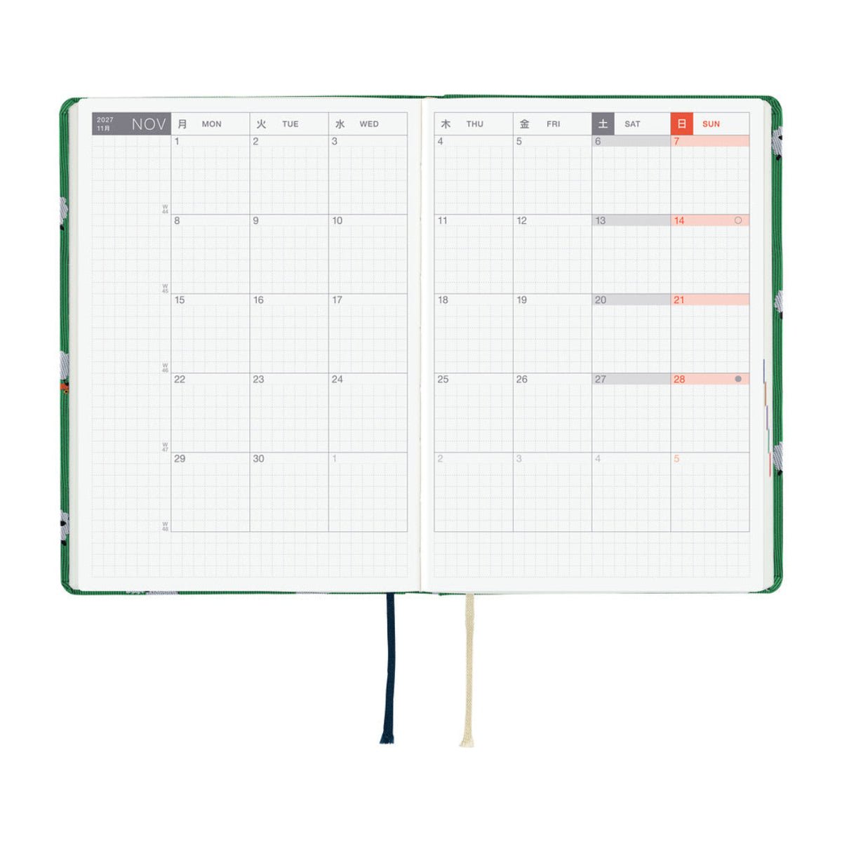 Hobonichi 2027 HON Light Hard Cover English Book - Bow & Tie: Sheep Sheep Sheep - A6 (January Start) - Pen Boutique Ltd