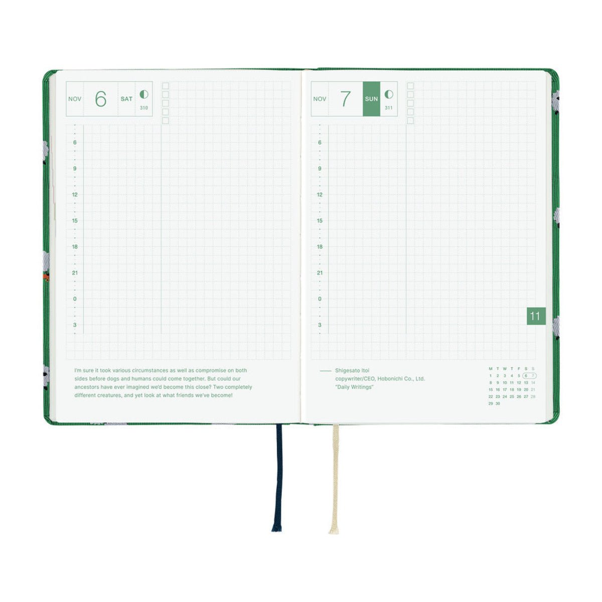Hobonichi 2027 HON Light Hard Cover English Book - Bow & Tie: Sheep Sheep Sheep - A6 (January Start) - Pen Boutique Ltd
