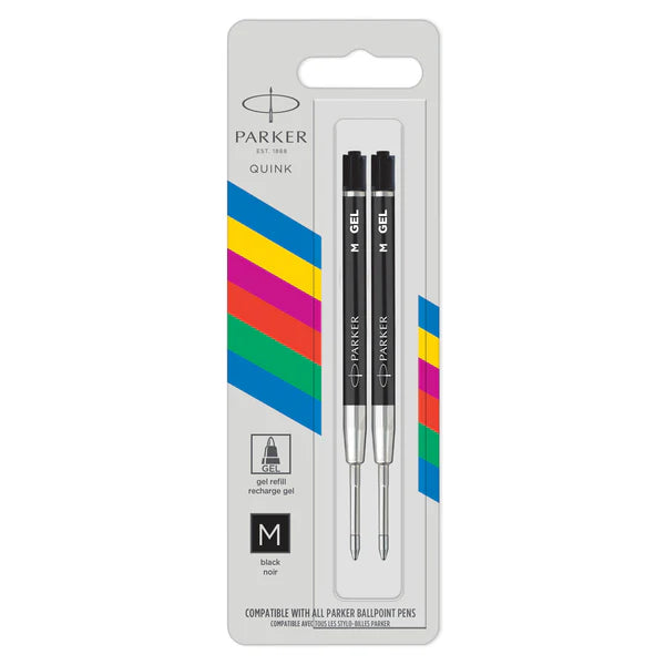 Parker Gel Ballpoint Refills - Black - Medium (2 per pack)-Pen Boutique Ltd