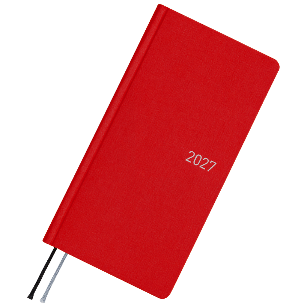 Hobonichi 2027 Mega Light Hard Cover English Book - Colors: Poppy Red - Tall & Slim (Weeks - January Start)-Pen Boutique Ltd