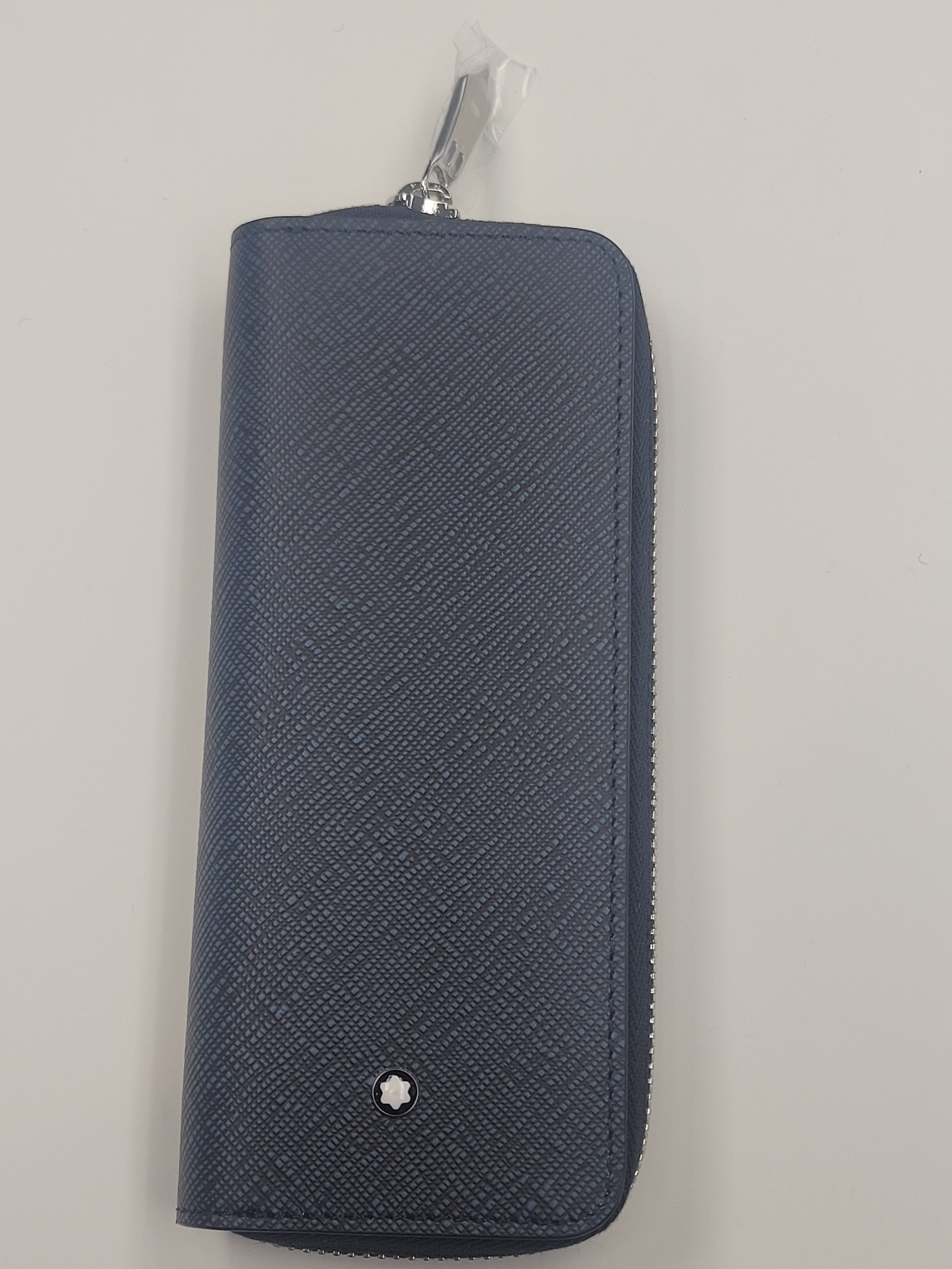 Montblanc Sartorial 2 Pen Pouch - Zipper Closure - Tweed Blue-Pen Boutique Ltd