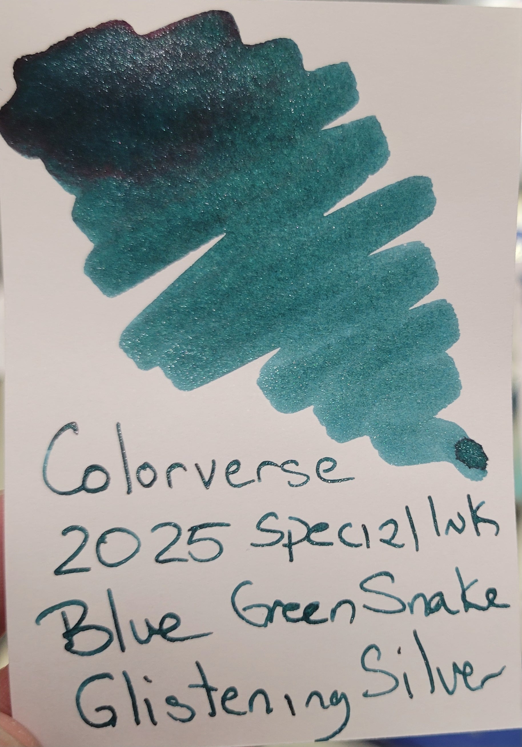 Colorverse Ink Bottle - 2025 Blue Green Snake - Glistening Silver - 15ml-Pen Boutique Ltd