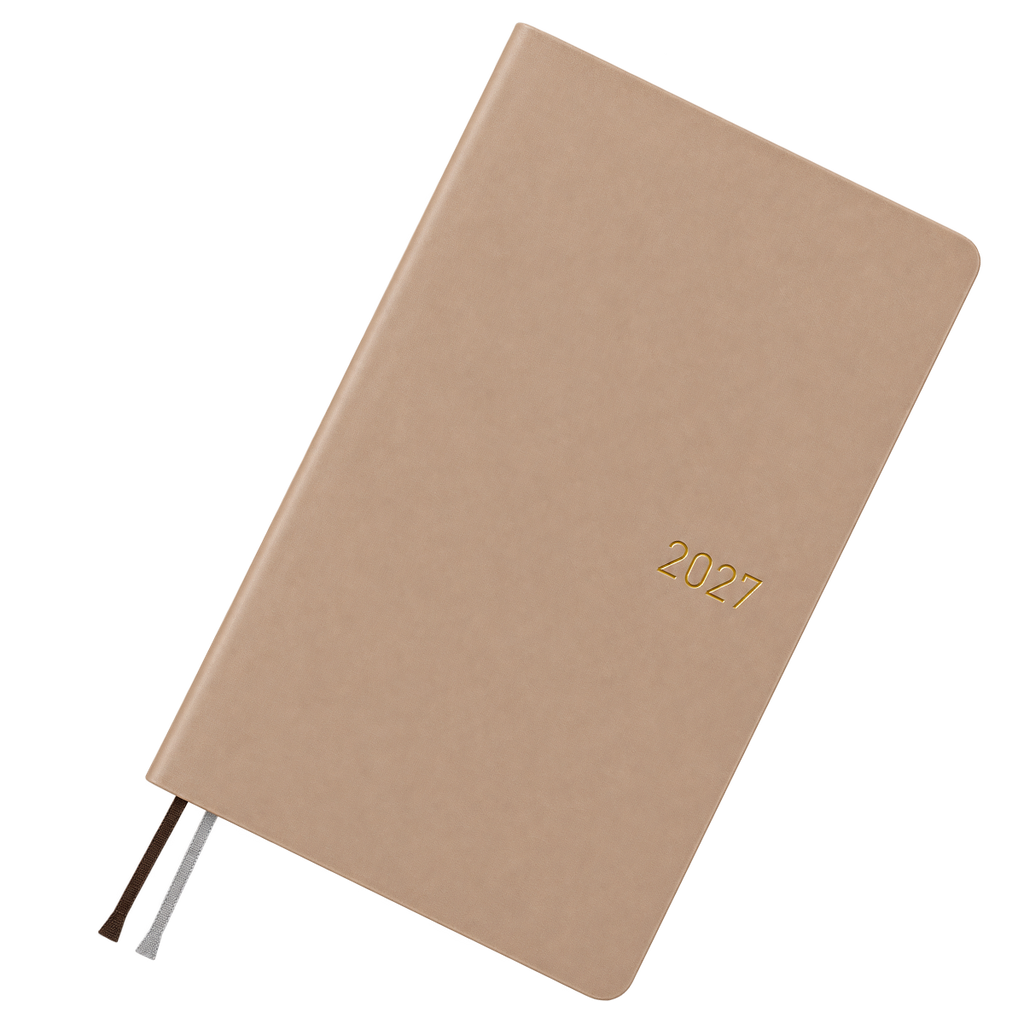 Hobonichi 2027 Light Hardcover English Book - Smooth: Cafe au Lait - Tall & Slim (Weeks - January Start)-Pen Boutique Ltd