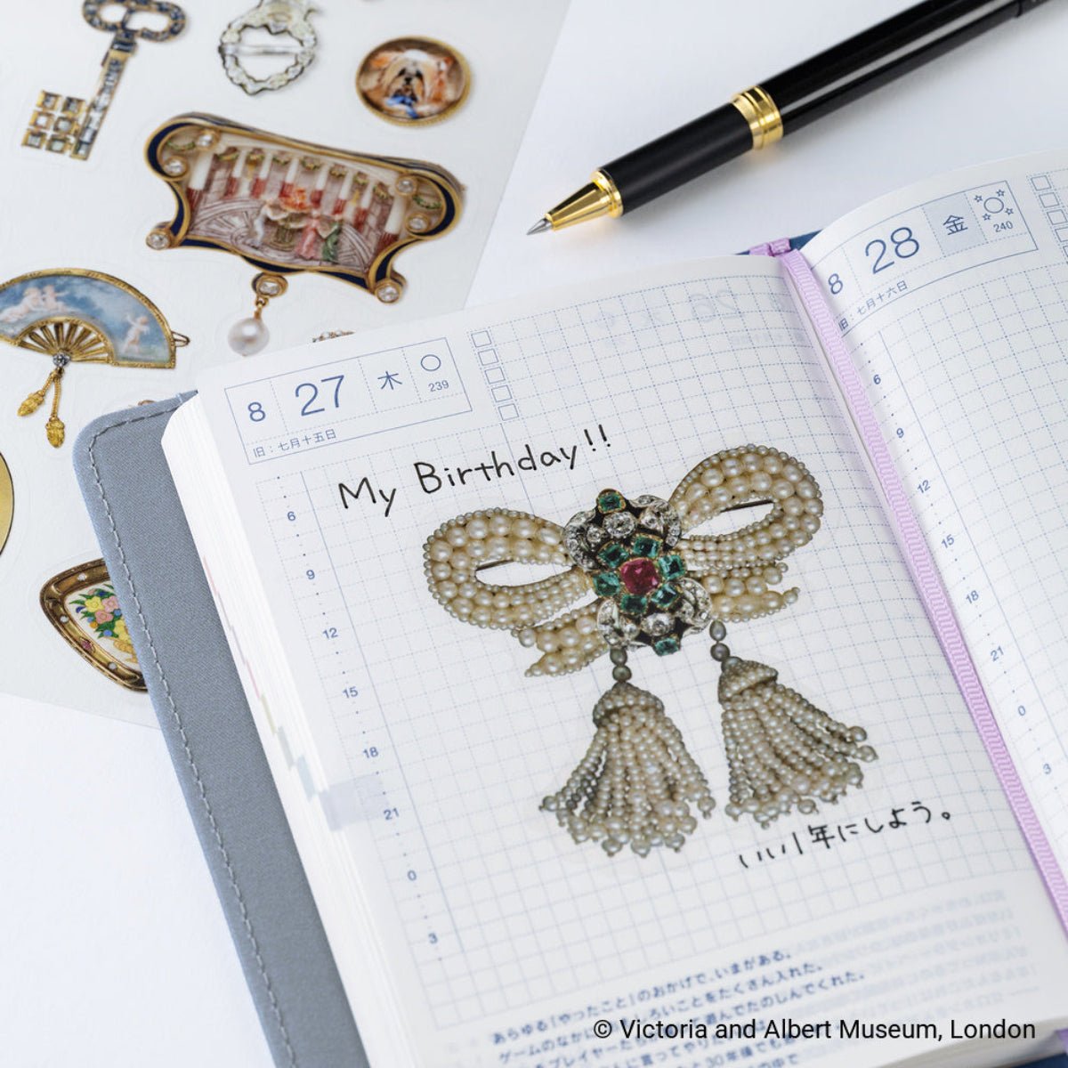 Hobonichi Jewellery Stickers - V&A Series - Actual Size - Pen Boutique Ltd