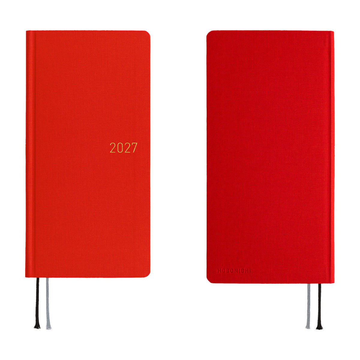 Hobonichi 2027 Mega Light Hard Cover English Book - Colors: Poppy Red - Tall & Slim (Weeks - January Start)