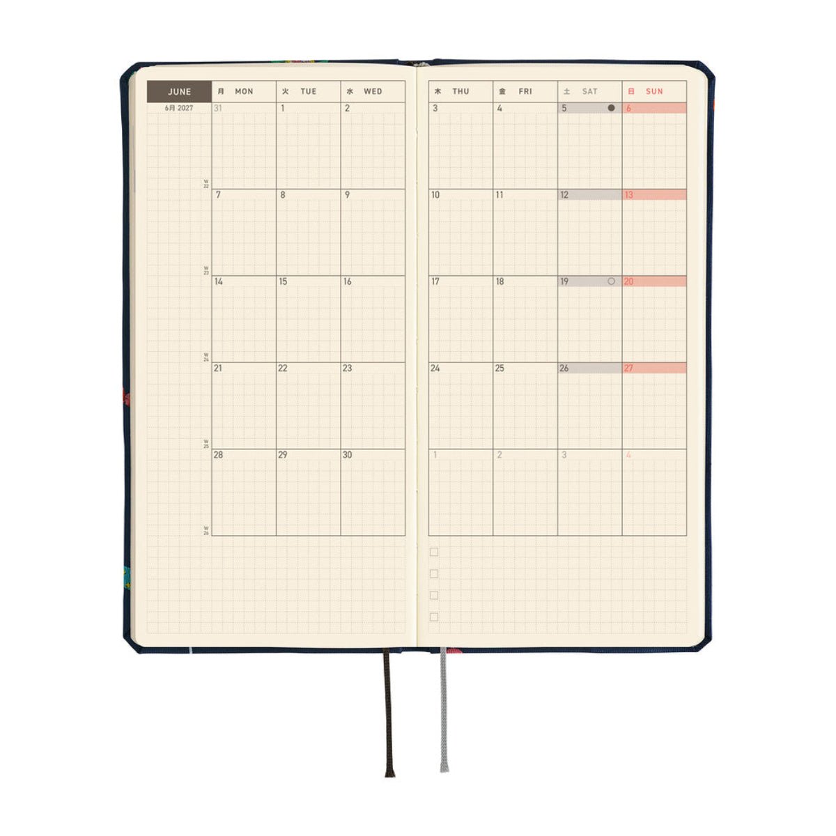 Hobonichi 2027 Mega Light Hard Cover English Book - Bow & Tie: Candy Dream -Tall & Slim (Weeks - January Start) - Pen Boutique Ltd