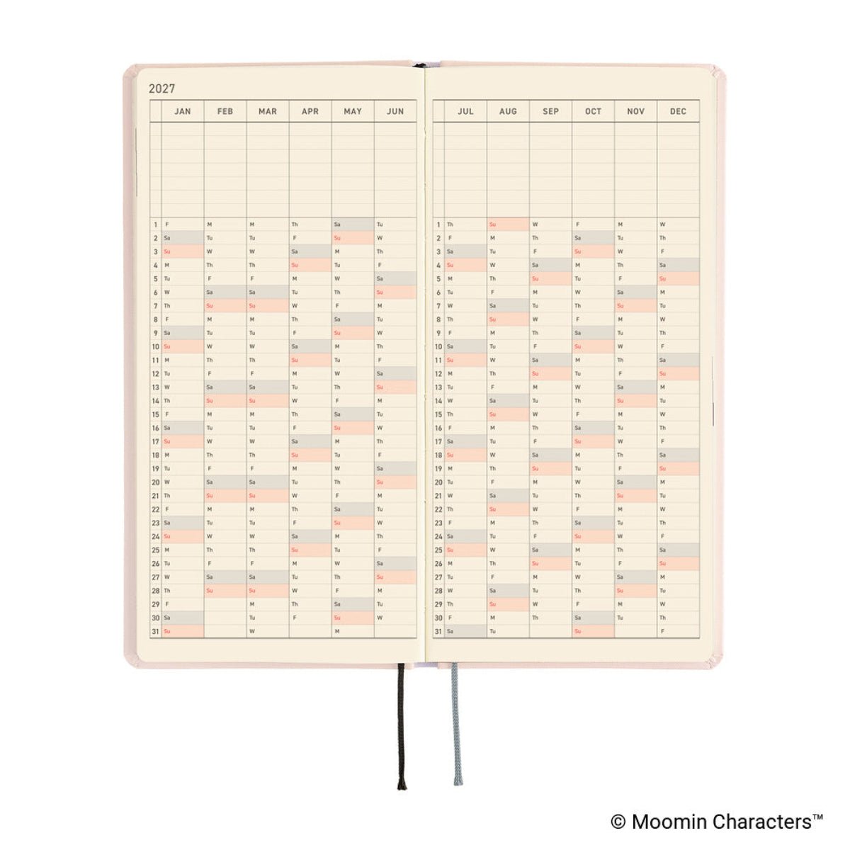 Hobonichi 2027 Light Hardcover Book - Moomin: At the Table - Tall & Slim (Weeks - January Start) - Pen Boutique Ltd