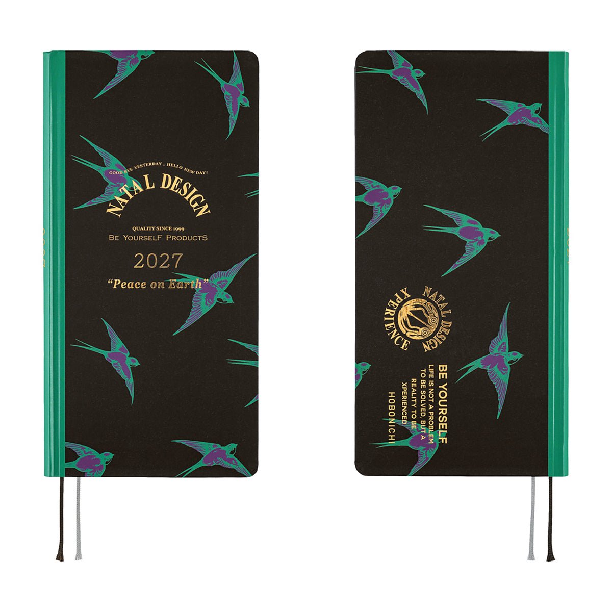 Hobonichi Light Hardcover English Book - Natal Design: Lucky Swallow - Tall & Slim (Weeks - Jan Start) - Pen Boutique Ltd