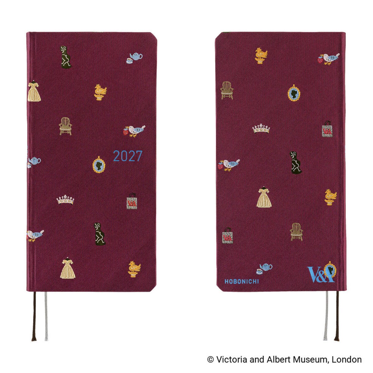 Hobonichi 2027 Light Hard Cover English Book - V&A Series: Welcome to the V&A - Tall & Slim (Weeks - January Start) - Pen Boutique Ltd