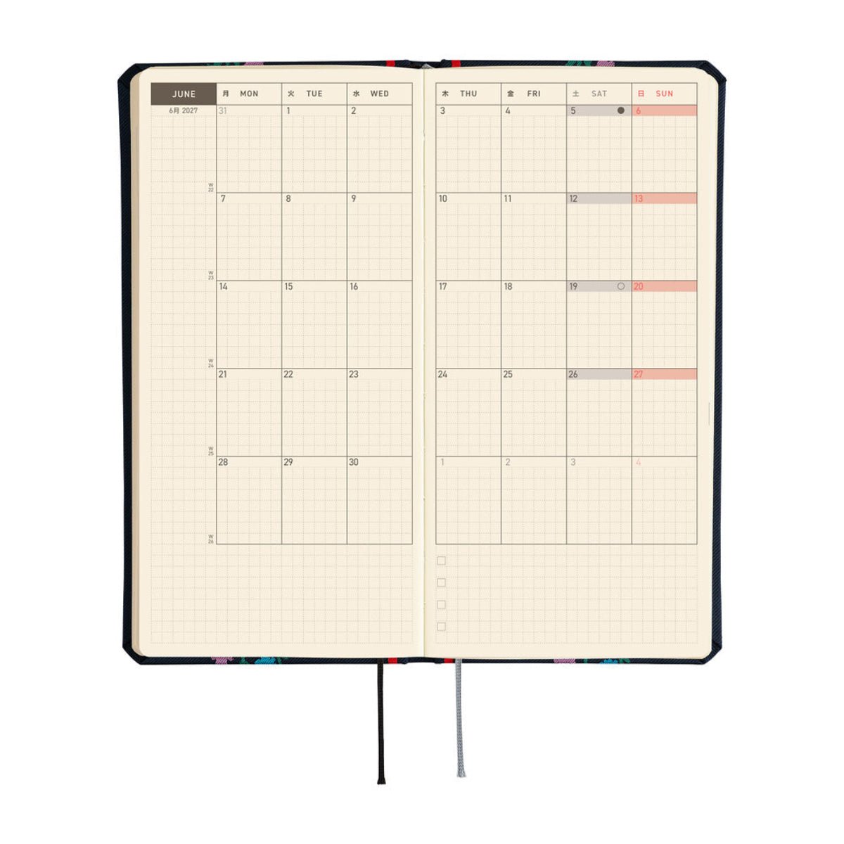 Hobonichi 2027 Light Hard Cover English Book - Yoshie Watanabe: Petit Bloom - Tall & Slim (Weeks - January Start) - Pen Boutique Ltd