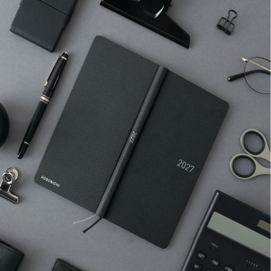 Hobonichi 2027 Light Hardcover English Book - Paper Series: Black Argyle - Tall & Slim (Weeks - January Start) - Pen Boutique Ltd