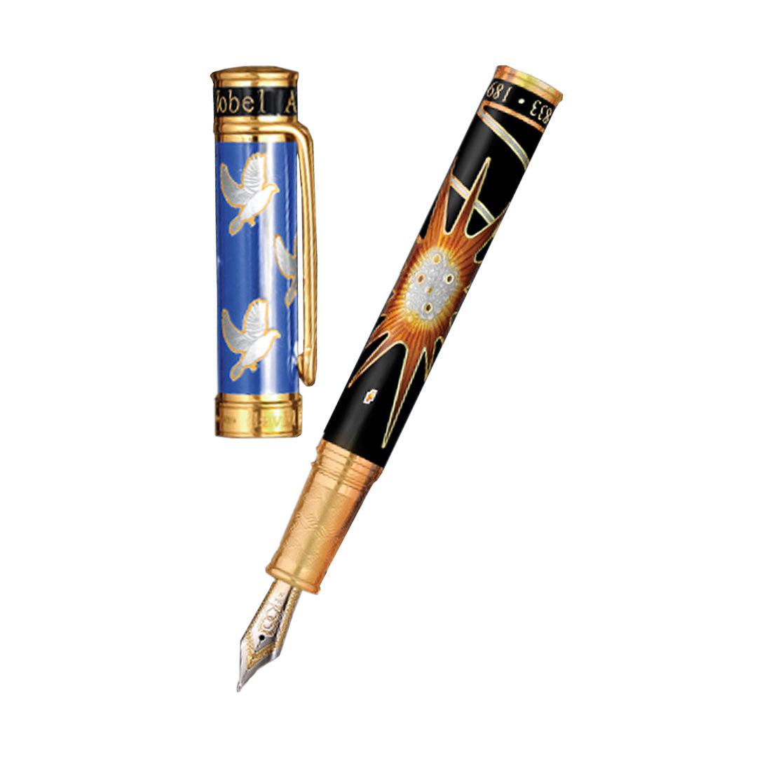 David Oscarson Alfred Bernhard Nobel Fountain Pen - Blue Gold w/ Black Barrel-Pen Boutique Ltd