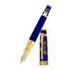 David Oscarson Tree of Life Fountain Pen - Sapphire Blue with Orange and Green-Pen Boutique Ltd