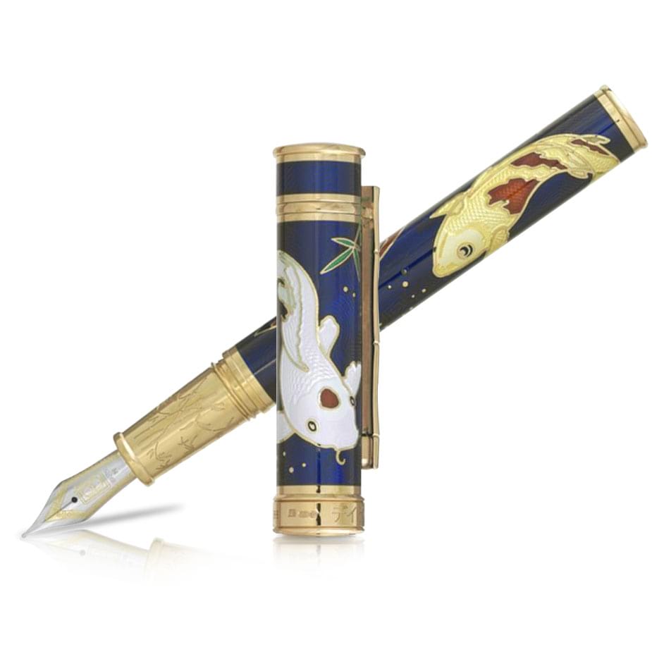 David Oscarson Koi Hard Enamel Sapphire Blue Fountain Pen-Pen Boutique Ltd