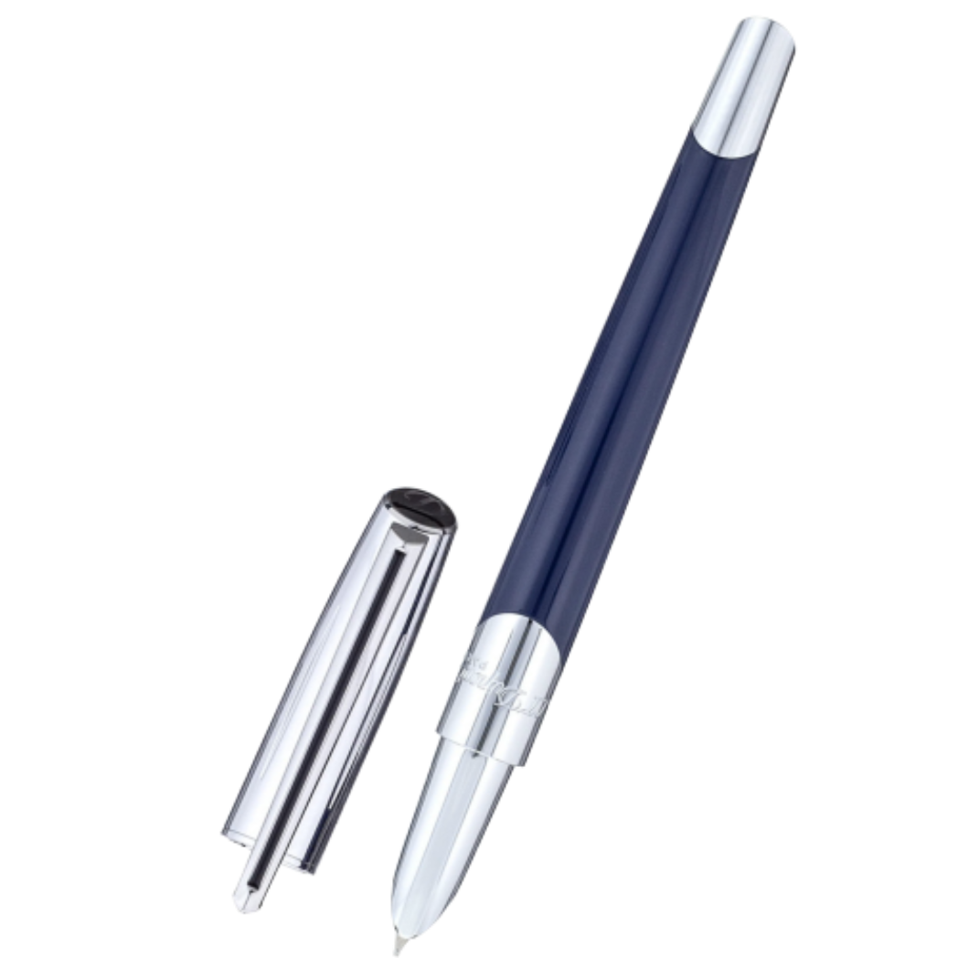 ST Dupont Defi Millennium Silver/Blue Navy Fountain Pen-Pen Boutique Ltd