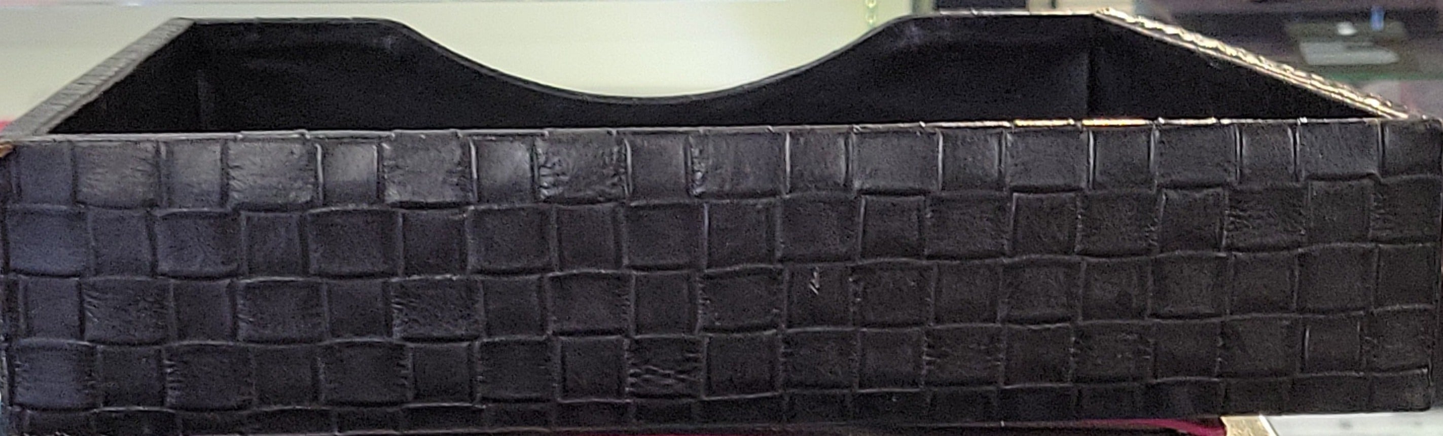 (Outlet) Bosca Letter Tray without Lid in Black Basket Weave-Pen Boutique Ltd