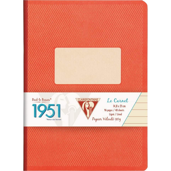Clairefontaine 1951 Clothbound Notebook Red 5 ¾ X 8 ¼ Lined-Pen Boutique Ltd