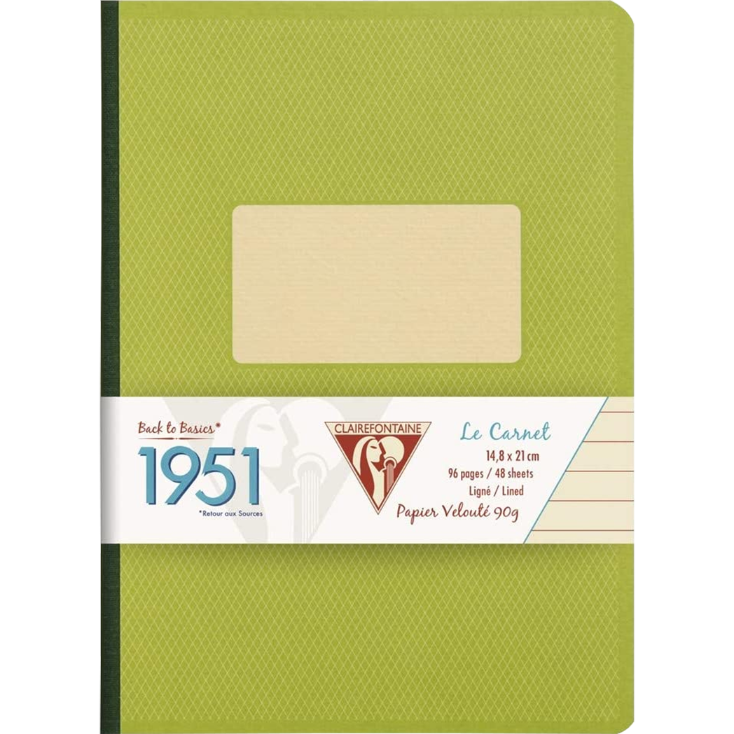 Clairefontaine 1951 Clothbound Notebook Green 5 ¾ X 8 ¼ Lined-Pen Boutique Ltd